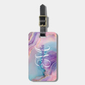 Pastel Paarse Blauwe Roze Agaat Bagagelabel (Voorkant verticaal)
