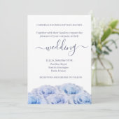 Pastel Paarse Blauwe Rozen Elegant Floral Wedding Kaart (Staand voorkant)
