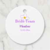 Pastel paarse bloem bruidsmeisje bruid team boho m bedankjes labels (Voorkant)
