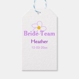 Pastel paarse bloem bruidsmeisje bruid team boho m cadeaulabel