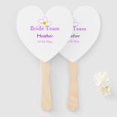 Pastel paarse bloem bruidsmeisje bruid team boho m handwaaier (Voorkant en achterkant)
