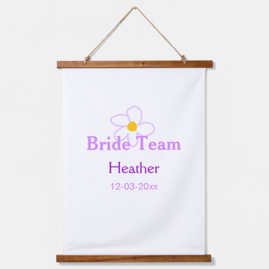 Pastel paarse bloem bruidsmeisje bruid team boho m hangend wandkleed (Voorkant)