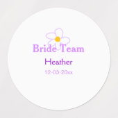 Pastel paarse bloem bruidsmeisje bruid team boho m labels (Design 1)