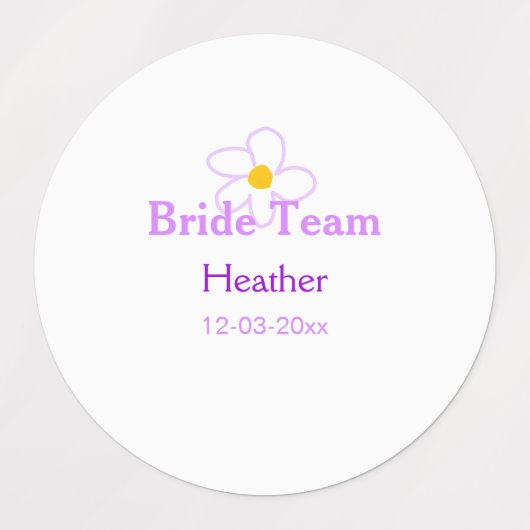 Pastel paarse bloem bruidsmeisje bruid team boho m labels (Design 1)