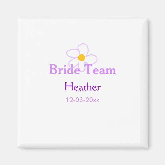 Pastel paarse bloem bruidsmeisje bruid team boho m magneet (Voorkant)