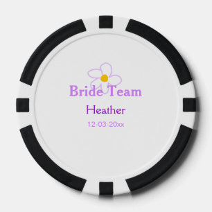 Pastel paarse bloem bruidsmeisje bruid team boho m poker chips
