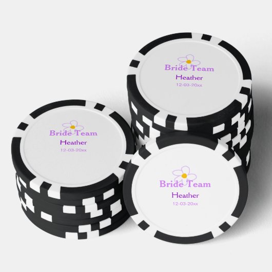 Pastel paarse bloem bruidsmeisje bruid team boho m poker chips (Opstapeling)