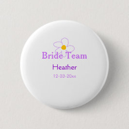 Pastel paarse bloem bruidsmeisje bruid team boho m ronde button 5,7 cm