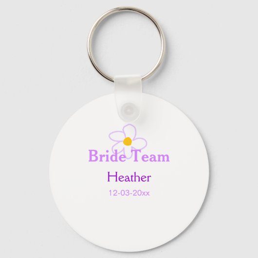 Pastel paarse bloem bruidsmeisje bruid team boho m sleutelhanger (Voorkant)