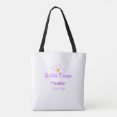 Pastel paarse bloem bruidsmeisje bruid team boho m tote bag (Achterkant)