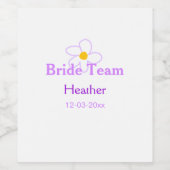 Pastel paarse bloem bruidsmeisje bruid team boho m wijn etiket (Enkel label)