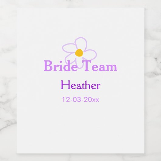 Pastel paarse bloem bruidsmeisje bruid team boho m wijn etiket (Enkel label)