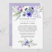 Pastel Paarse Bloem Gereduceerde Uitnodigingslijst Aankondiging (Voorkant / Achterkant)