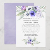 Pastel Paarse Bloemengestileerde Ingekorte Gastlij Aankondiging (Voorkant / Achterkant)