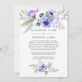 Pastel Paarse Bloemengestileerde Ingekorte Gastlij Aankondiging