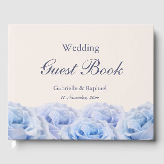 Pastel Paarse Blue Rozen Champagne Elegant Wedding Gastenboek