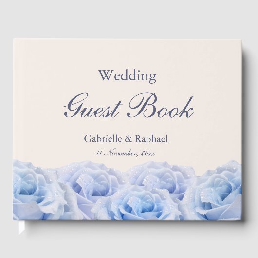 Pastel Paarse Blue Rozen Champagne Elegant Wedding Gastenboek (Voorkant)