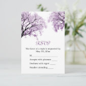 Pastel Paarse bomen - RSVP-kaart RSVP Kaartje (Staand voorkant)