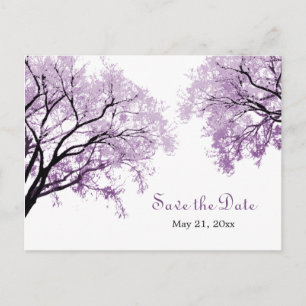 Pastel Paarse Bomen - Save the Date Briefkaart
