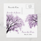 Pastel Paarse Bomen - Save the Date Briefkaart (Voorkant / Achterkant)
