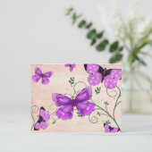 Pastel Paarse Butterflies Briefkaart (Staand voorkant)