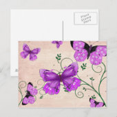 Pastel Paarse Butterflies Briefkaart (Voorkant / Achterkant)