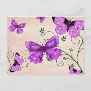 Pastel Paarse Butterflies Briefkaart