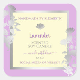 Pastel Paarse Cream Product Labels Zilver