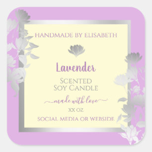  Pastel Paarse Cream Product Labels Zilver