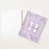Pastel Paarse Crystal Geode Monogram Naam Planner (Display)