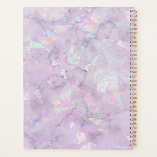 Pastel Paarse Crystal Geode Monogram Naam Planner (Achterkant)