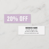 Pastel paarse, eenvoudige moderne trendkorting mini visitekaartje (Voorkant / Achterkant)