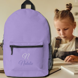 Pastel Paarse effen kleur monogram Bedrukte Rugzak