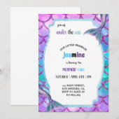 pastel paarse en blauwe zeemeermin verjaardagsfees kaart (Voorkant / Achterkant)