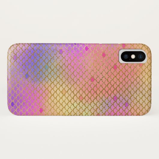 Pastel Paarse en Oranje Zeemeermin Schalen Patroon Case-Mate iPhone Case (Achterkant (horizontaal))