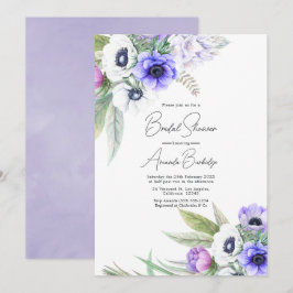 Pastel Paarse en Pruim Bloemrijke Bruiloft Feest Kaart