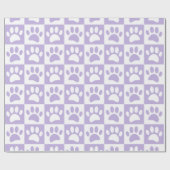 Pastel Paarse en witte hondenpoten in pleinen op m Cadeaupapier (Vlak)