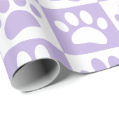 Pastel Paarse en witte hondenpoten in pleinen op m Cadeaupapier (Rol Hoek)