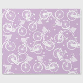 Pastel Paarse en witte  Retrofiele fiets Cadeaupapier (Vlak)