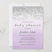 Pastel Paarse en zilveren Baby shower Kaart (Voorkant)