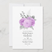 Pastel Paarse en Zilveren Roos Bruiloft Kaart (Voorkant)