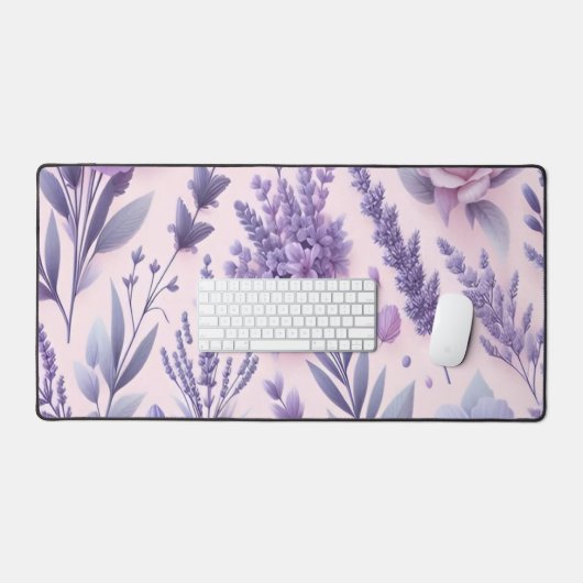 Pastel Paarse esthetische lavendelbloem Bureaumat (Keyboard & Muis)
