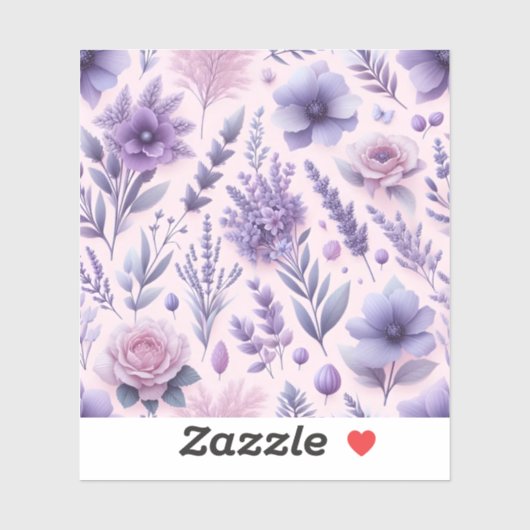 Pastel Paarse esthetische lavendelbloem Sticker (Vel)