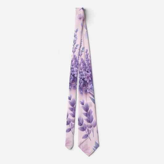 Pastel Paarse esthetische lavendelbloem Stropdas (Achterkant)