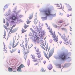 Pastel Paarse esthetische lavendelbloem Vierkante Sticker