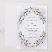 Pastel Paarse Eucalyptus Bruiloft Kaart (Voorkant / Achterkant)