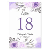 Pastel Paarse Floral Wedding Table Number Kaart (Achterkant)