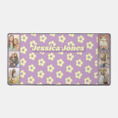 Pastel Paarse Geel Leuke Daisy Naam Foto Collage Bureaumat (Voorkant)