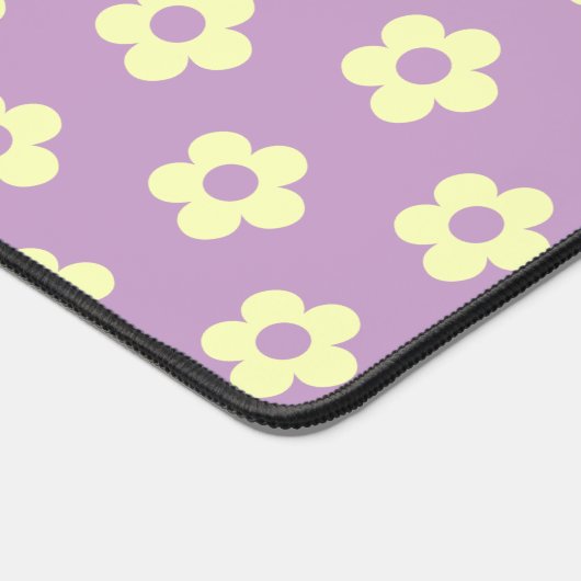 Pastel Paarse geel Schattige Daisy Retro Naam Bureaumat (Hoek)
