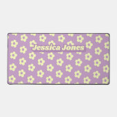 Pastel Paarse geel Schattige Daisy Retro Naam Bureaumat (Voorkant)
